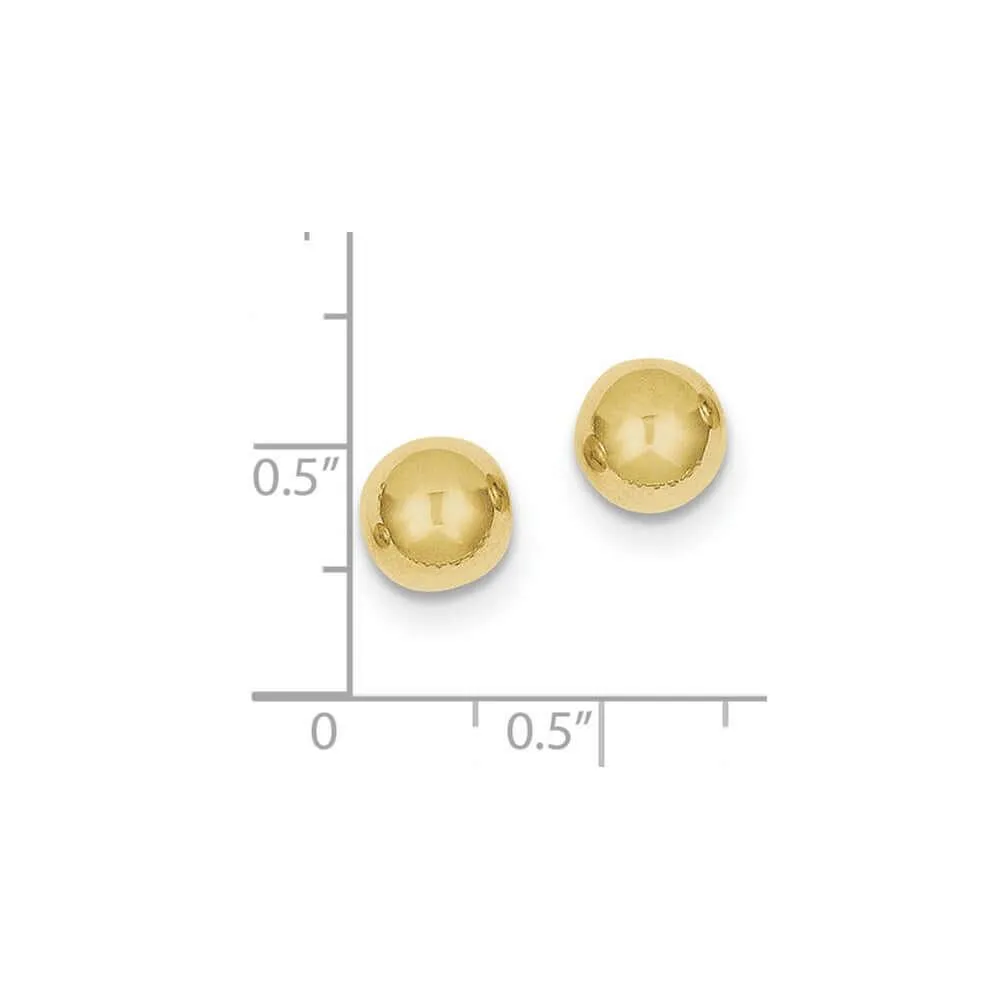 10k Polished 8mm Ball Post Earrings