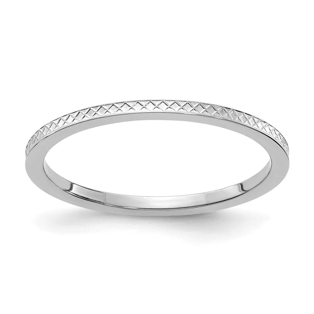 10K White Gold 1.2mm Criss-Cross Pattern Stackable Band | 1STK20-120W