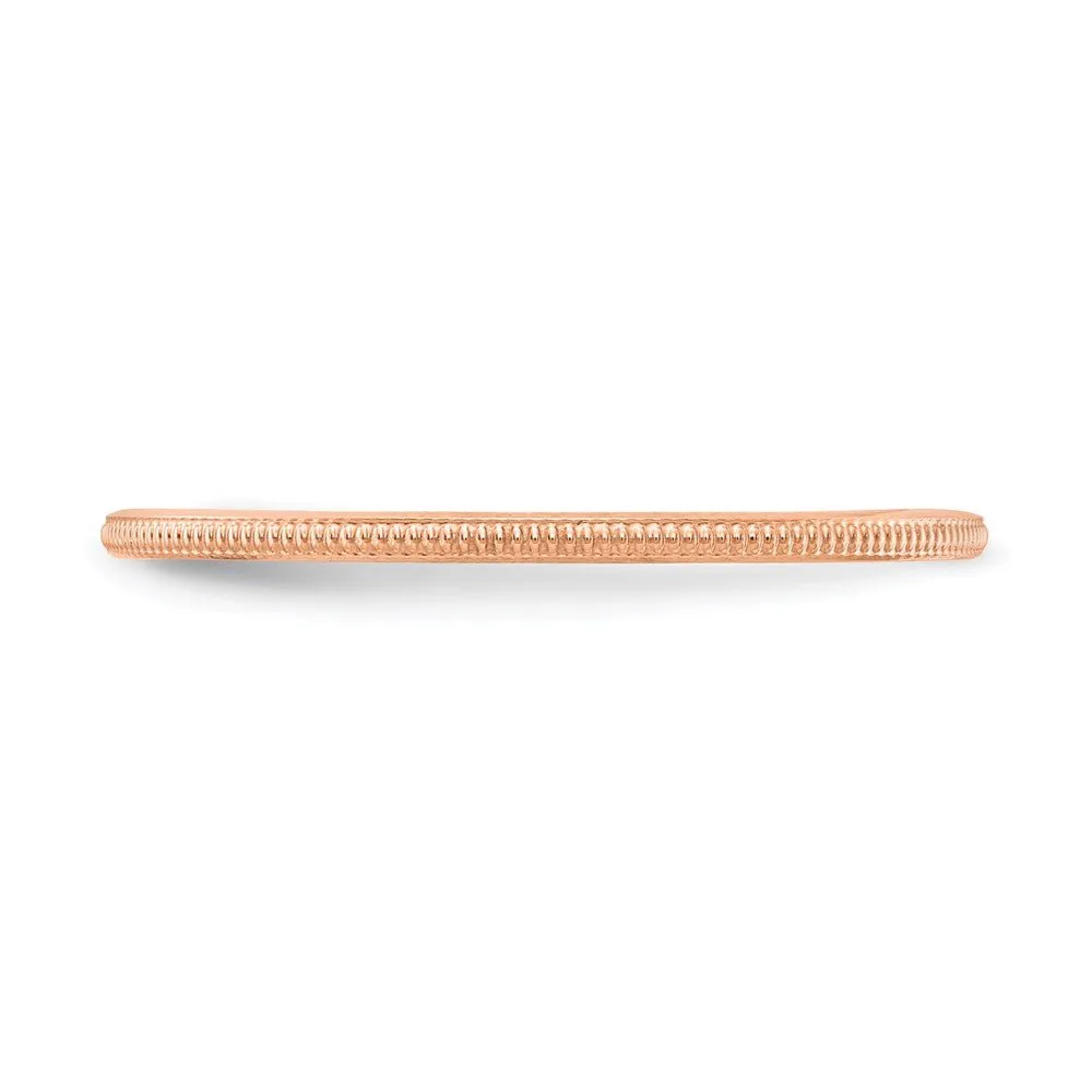 1.2mm 10k Rose Gold Milgrain Stackable Band