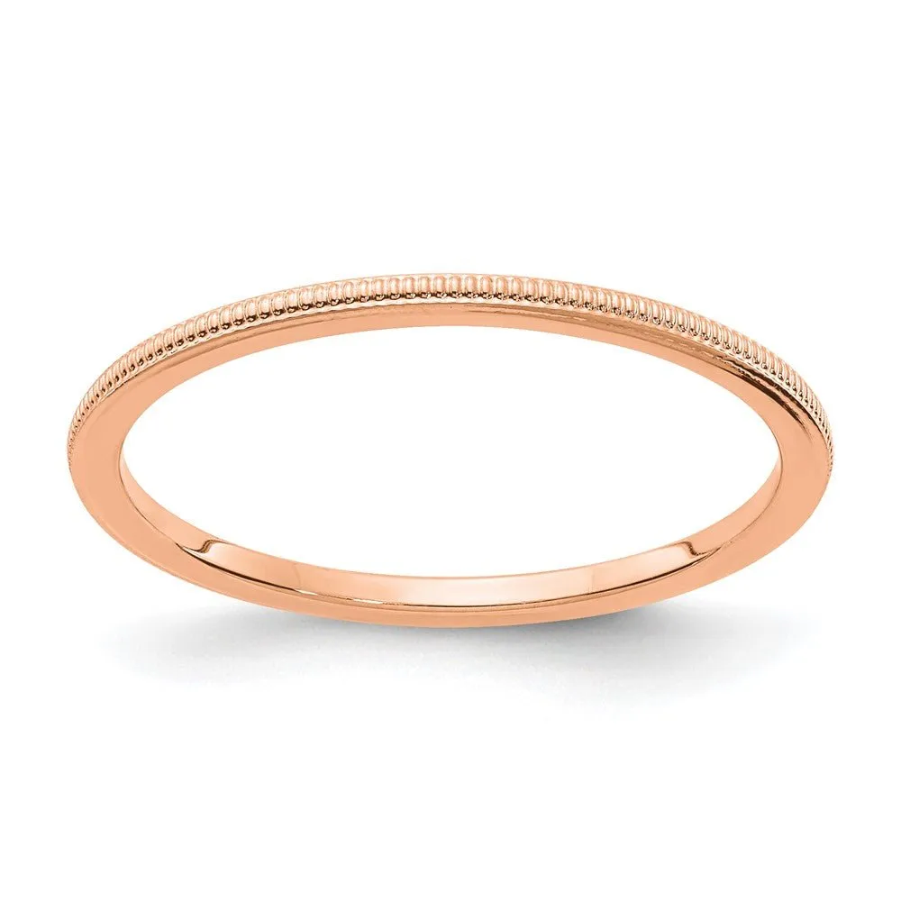 1.2mm 10k Rose Gold Milgrain Stackable Band