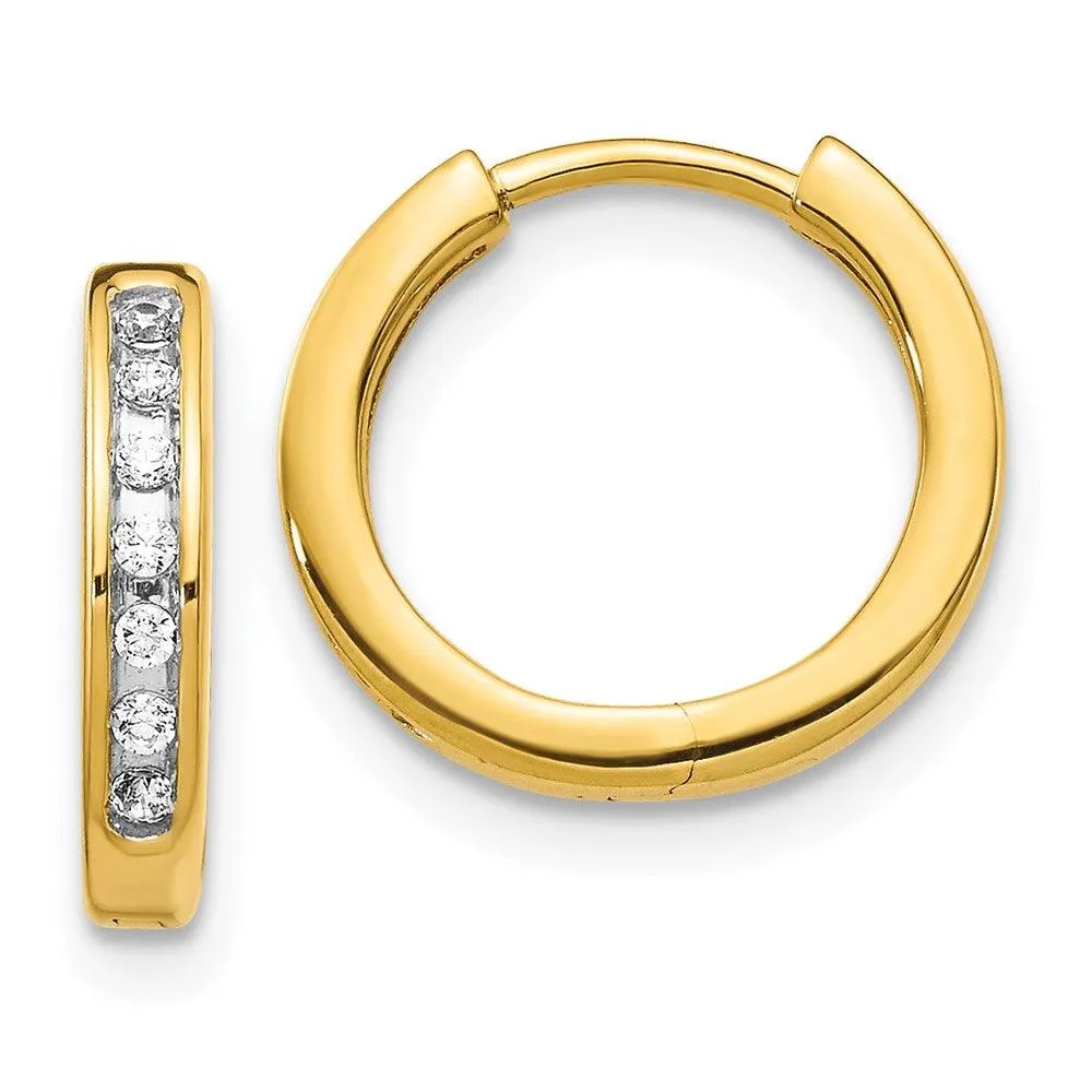 14K Diamond Hinged Hoop Earrings