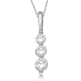 14K White Gold 3 Stone Diamond Pendant