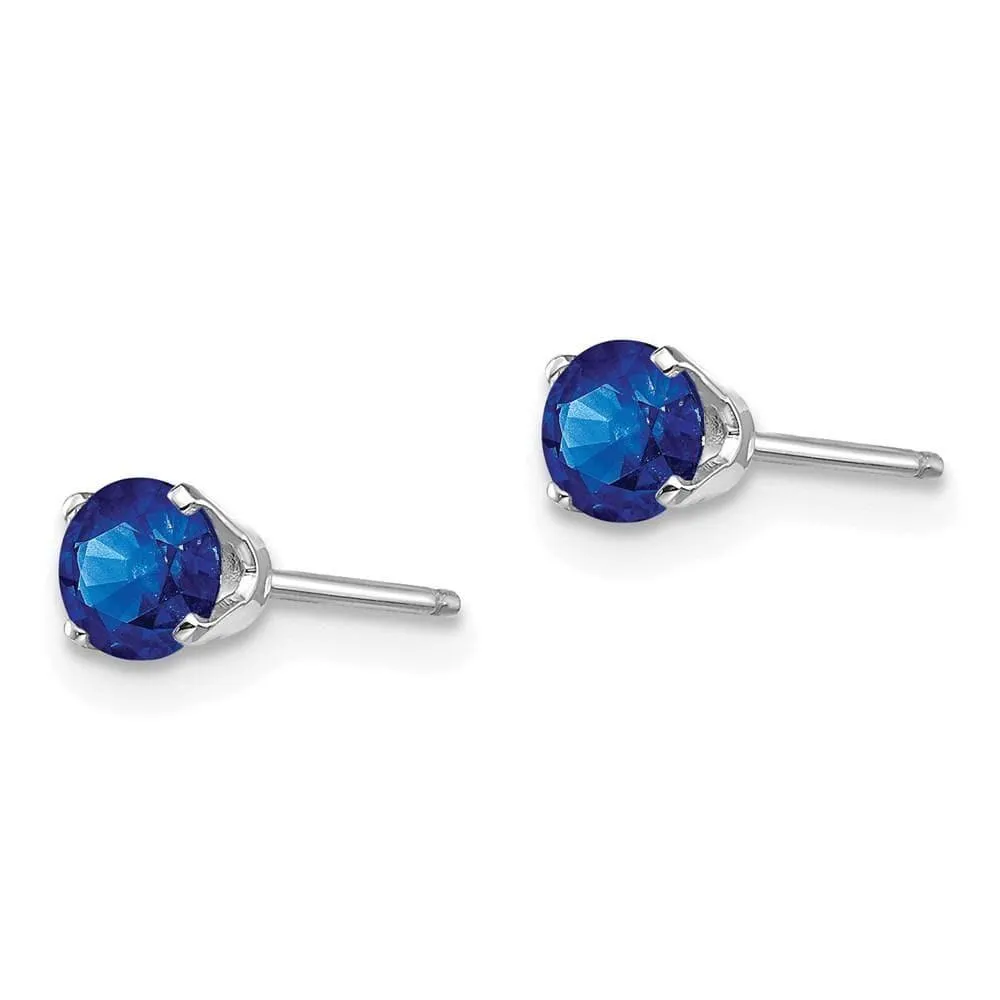 14k White Gold 4mm Sapphire Stud Earrings