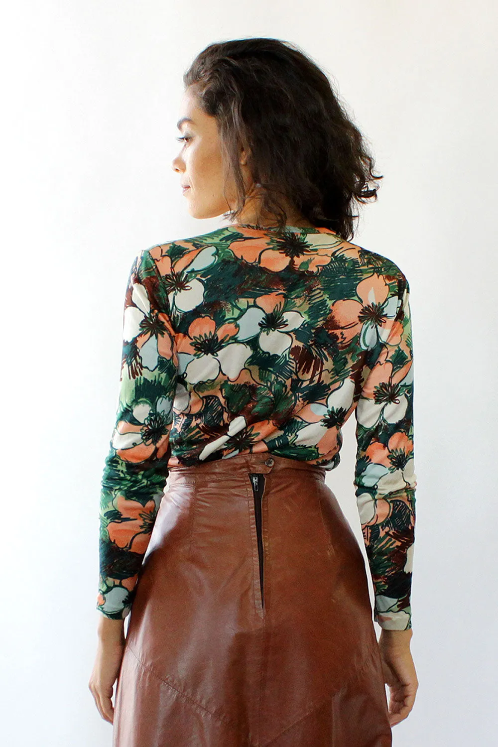 70s Botanical Knit Top M