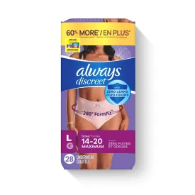 Always Discreet Maximum Classic Cut Underwear L - 28 Count