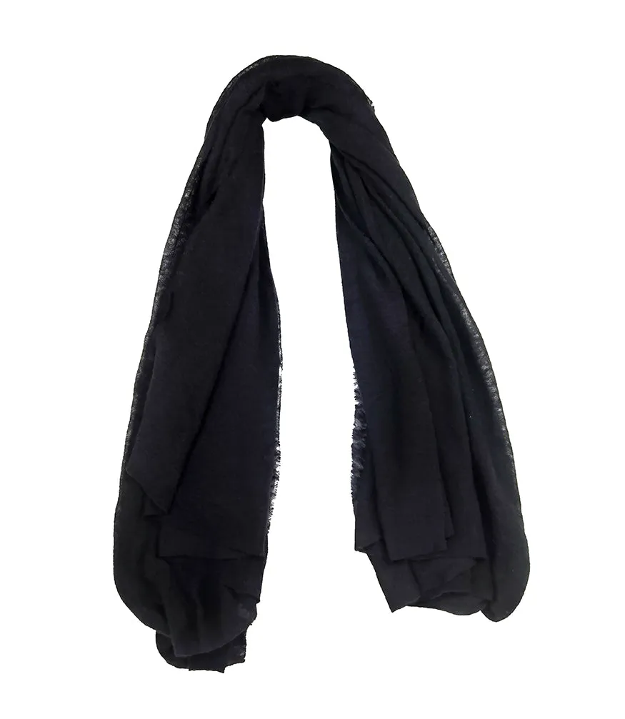 Black Small Cashmere Plain Scarf