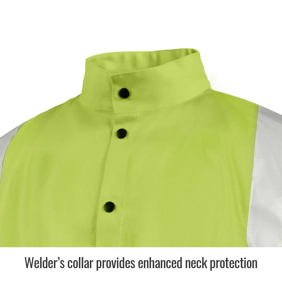 Black Stallion Safety Welding Jacket w/ FR Reflective Tape, Safety Lime - JF1012-LM