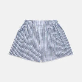 Blue and White Check Cotton Godfrey Boxers