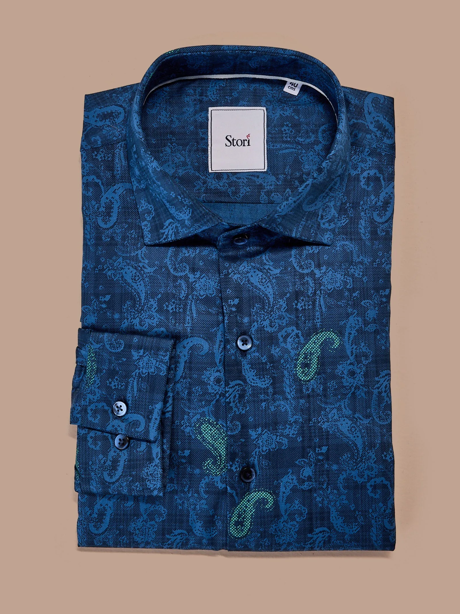 Blue Printed Party Wear Shirt