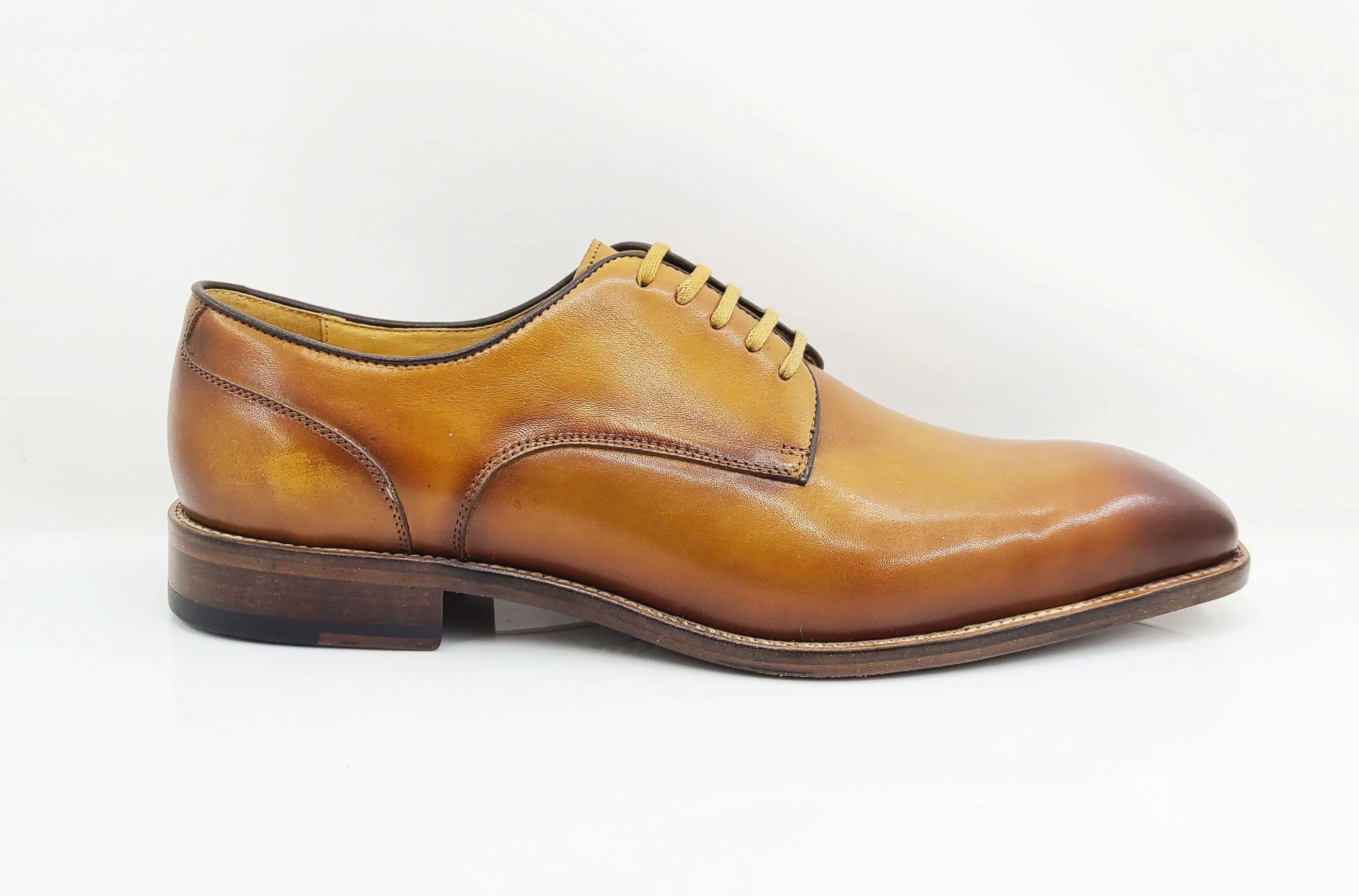 Burnished Calfskin Lace-Up Shoe Cognac