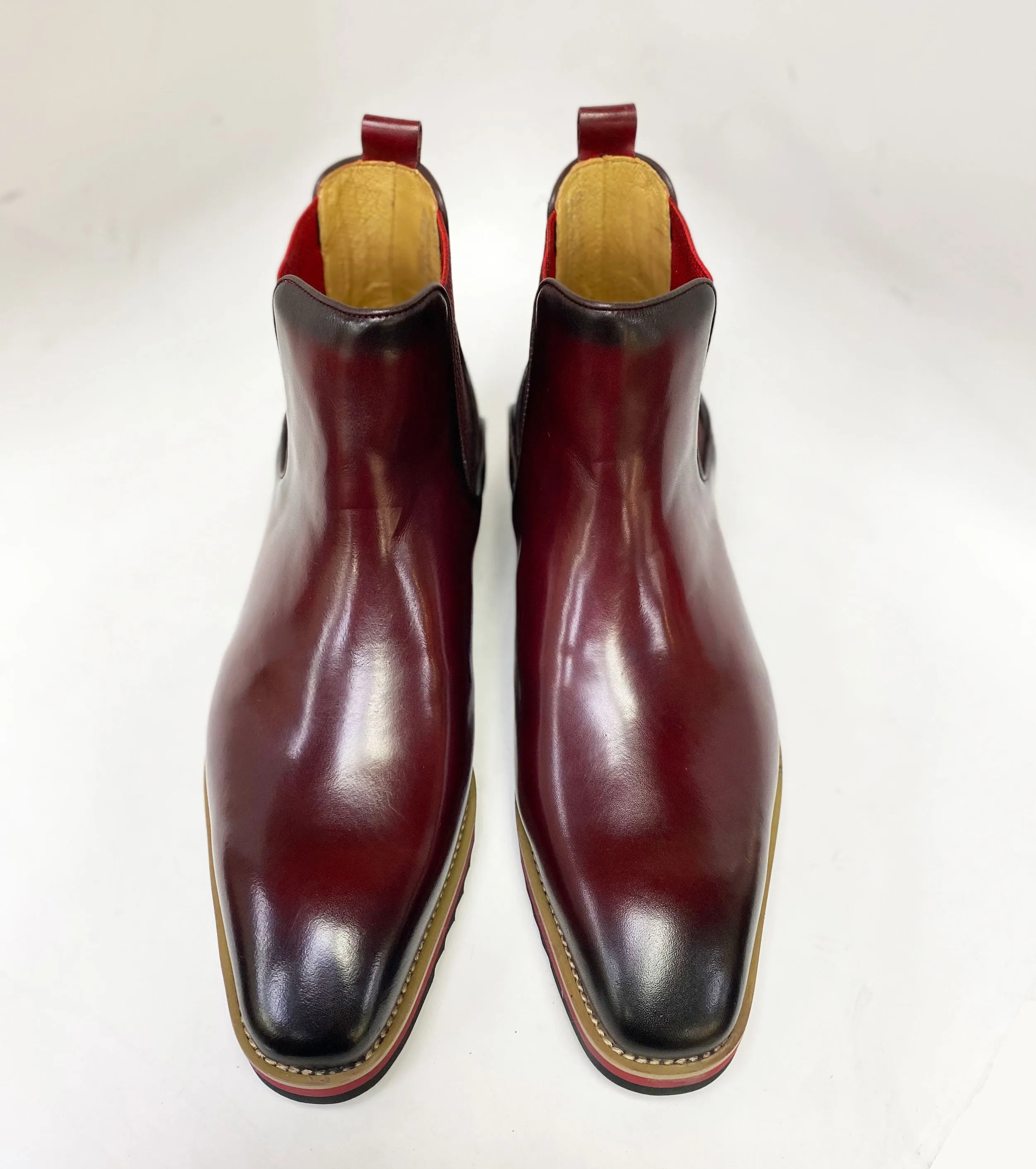 Burnished Calfskin Slip-On Boot Burgundy