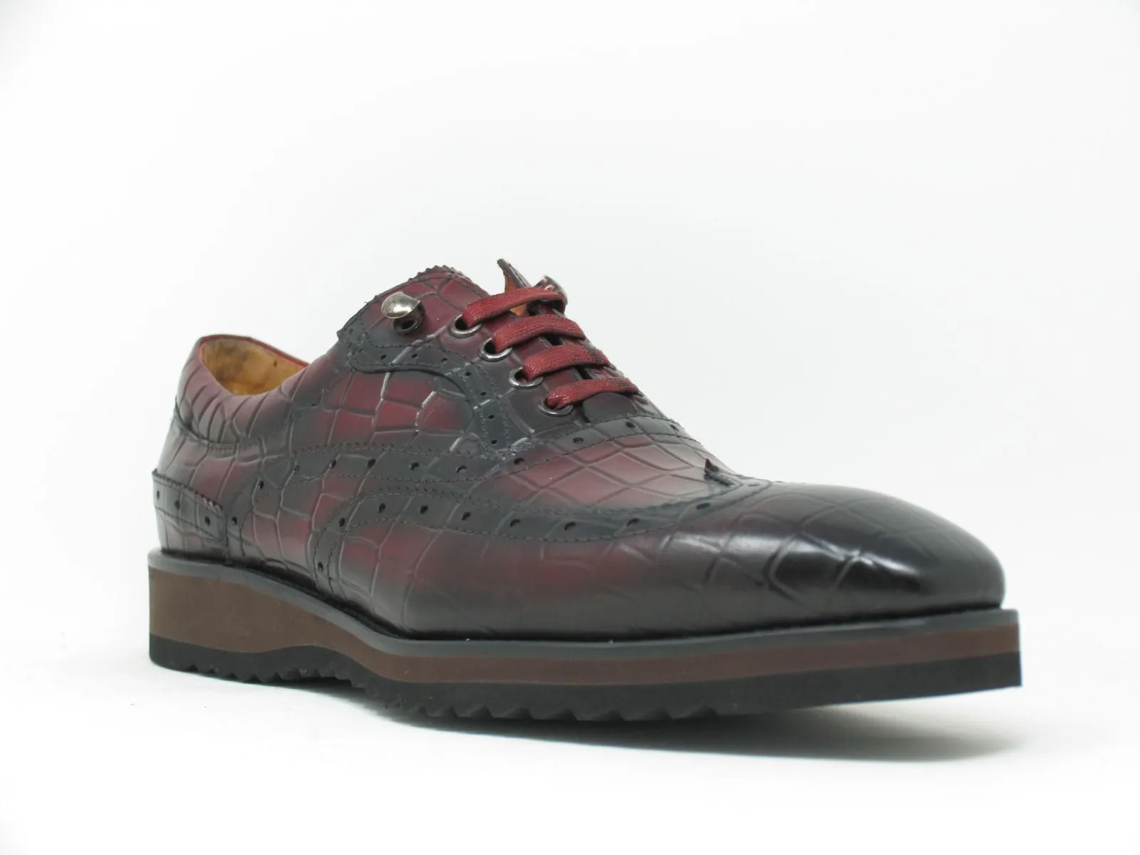 Calfskin Lace-Up Oxford Burgundy