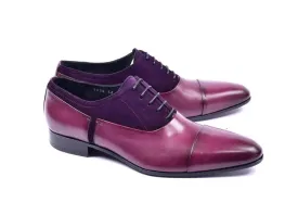 Corrente Calfskin & Suede Lace-Up Oxford Purple