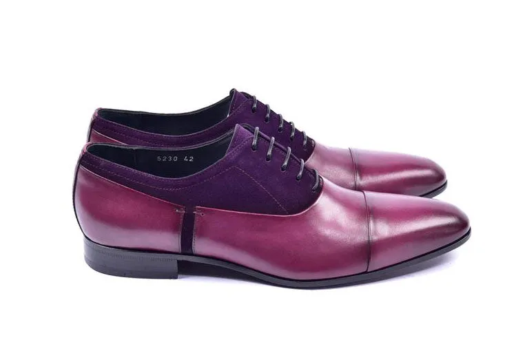 Corrente Calfskin & Suede Lace-Up Oxford Purple