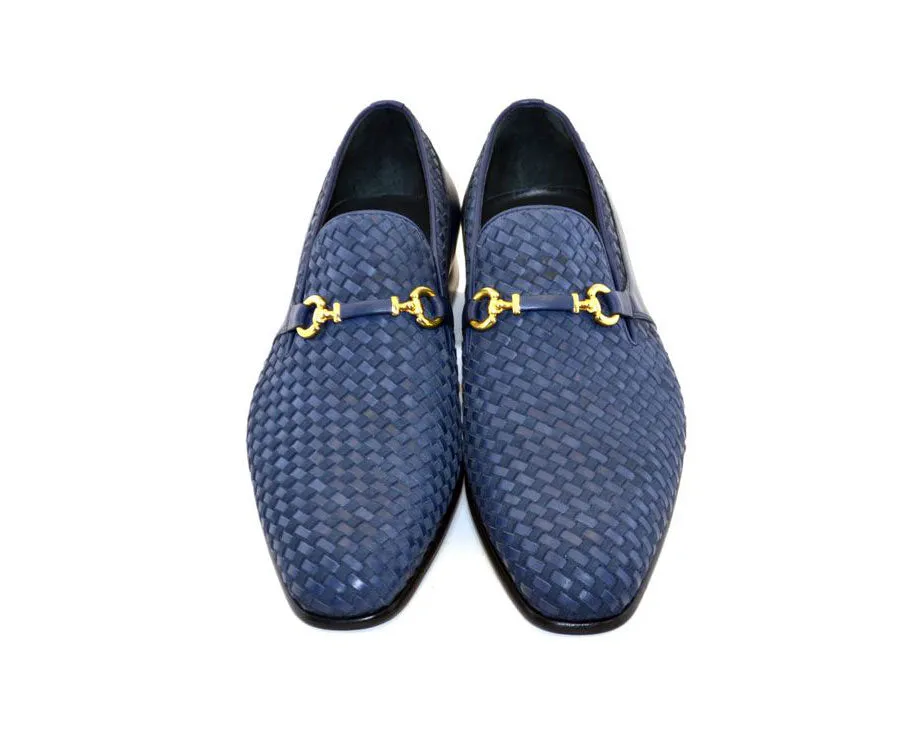 Corrente Woven Calfskin & Suede Slip-On Shoe Blue