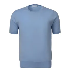 Crew-Neck Cotton Light Blue T-Shirt