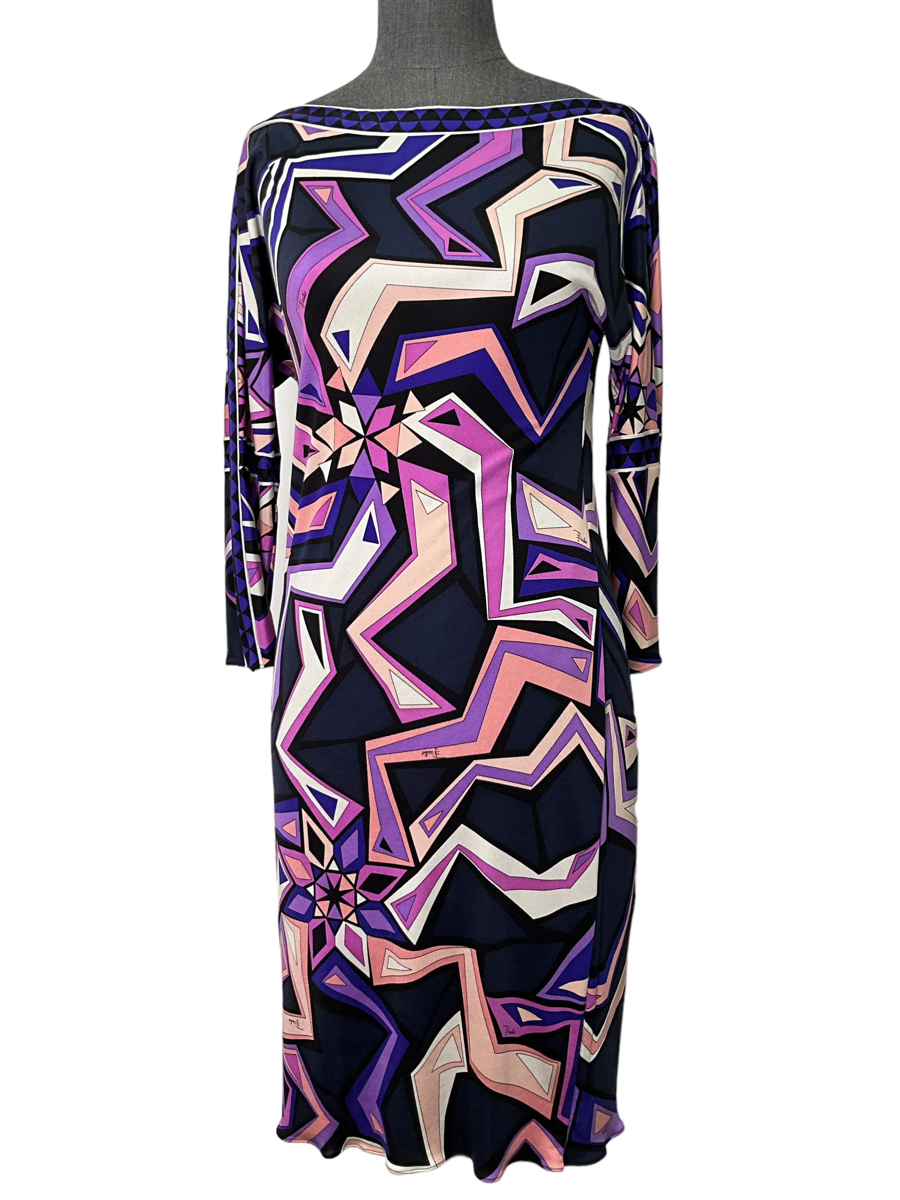 Emilio Pucci 3/4 Sleeve Belted Jersey Dress Size S