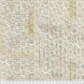 Fabric Spelling Book, Aqua, PWTH 114, Memoranda III Collection from Tim Holtz for Free Spirit.