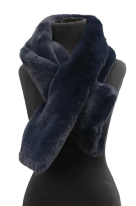 Faux Fur Pull Through Muffler - Navy