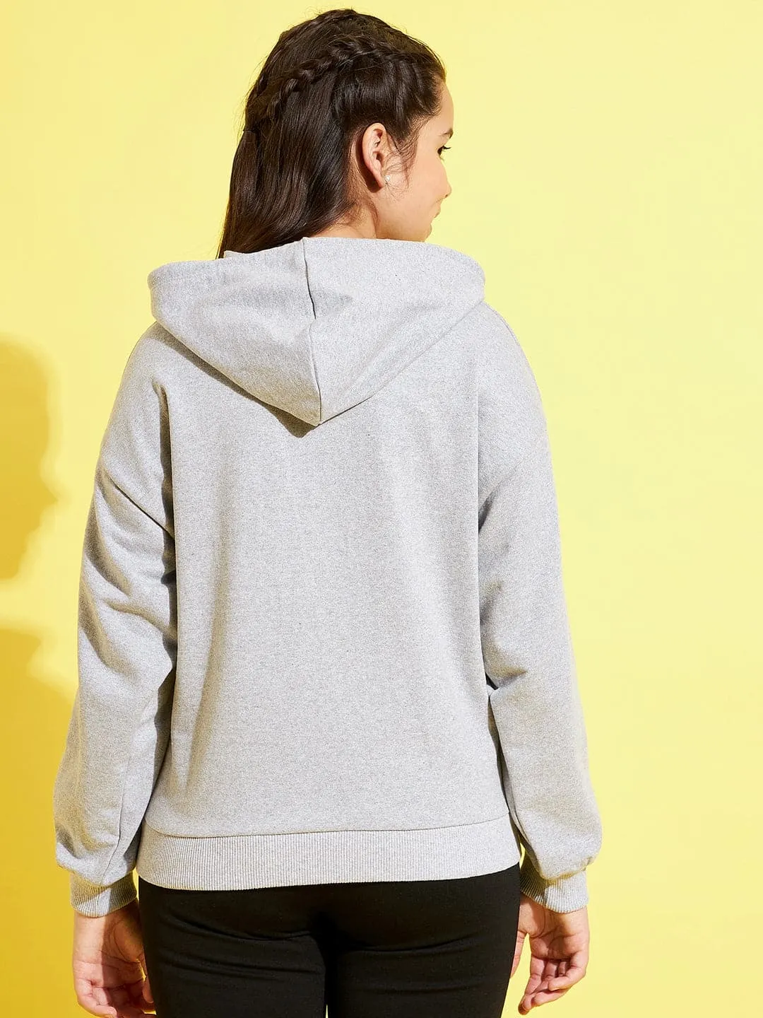 Girls Grey Mélange CALIFORNIA Drop Shoulder Hoodie