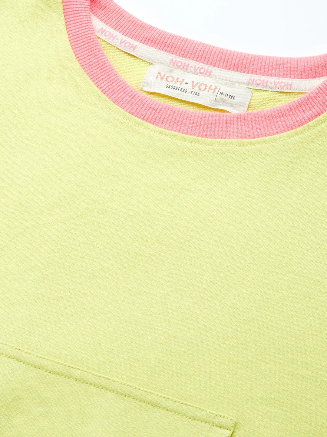 Girls Yellow Terry Contrast Rib Sweatshirt