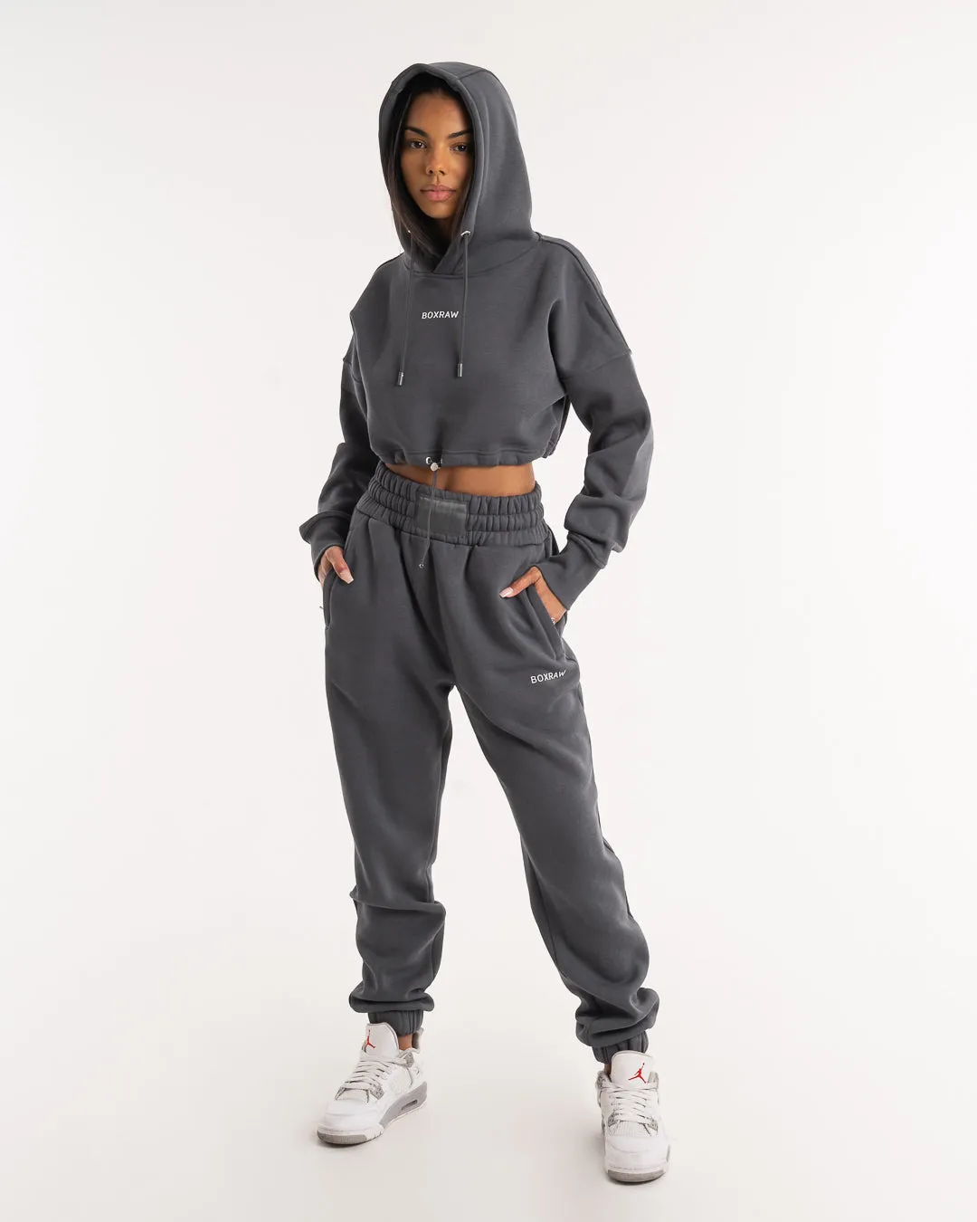 Johnson Cropped Hoodie - Charcoal