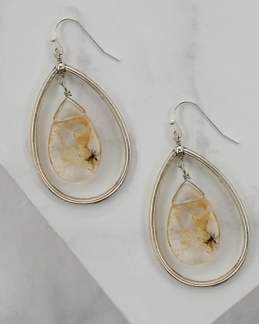 Large Gemstone Teardrop Earring ER625