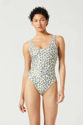 Leeloo Bodysuit With Foil Wild Cheetah White