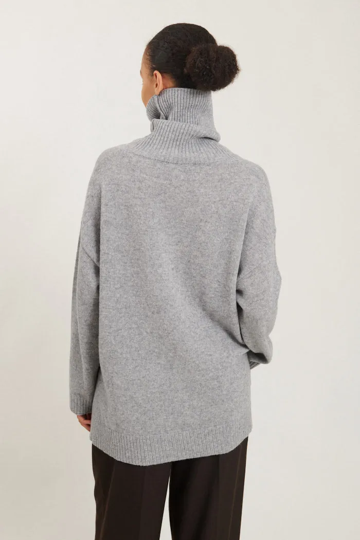 Line T-Neck - Light Grey Mel.