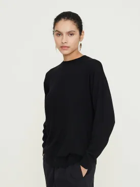 Loose Fit Crew Sweater in Black