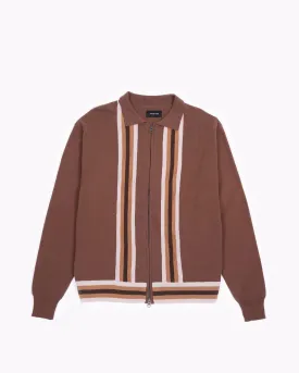 LS Zip Knit Polo - Brown