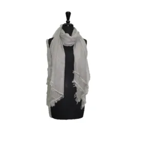 Lurex Frayed Edge Scarf- Grey