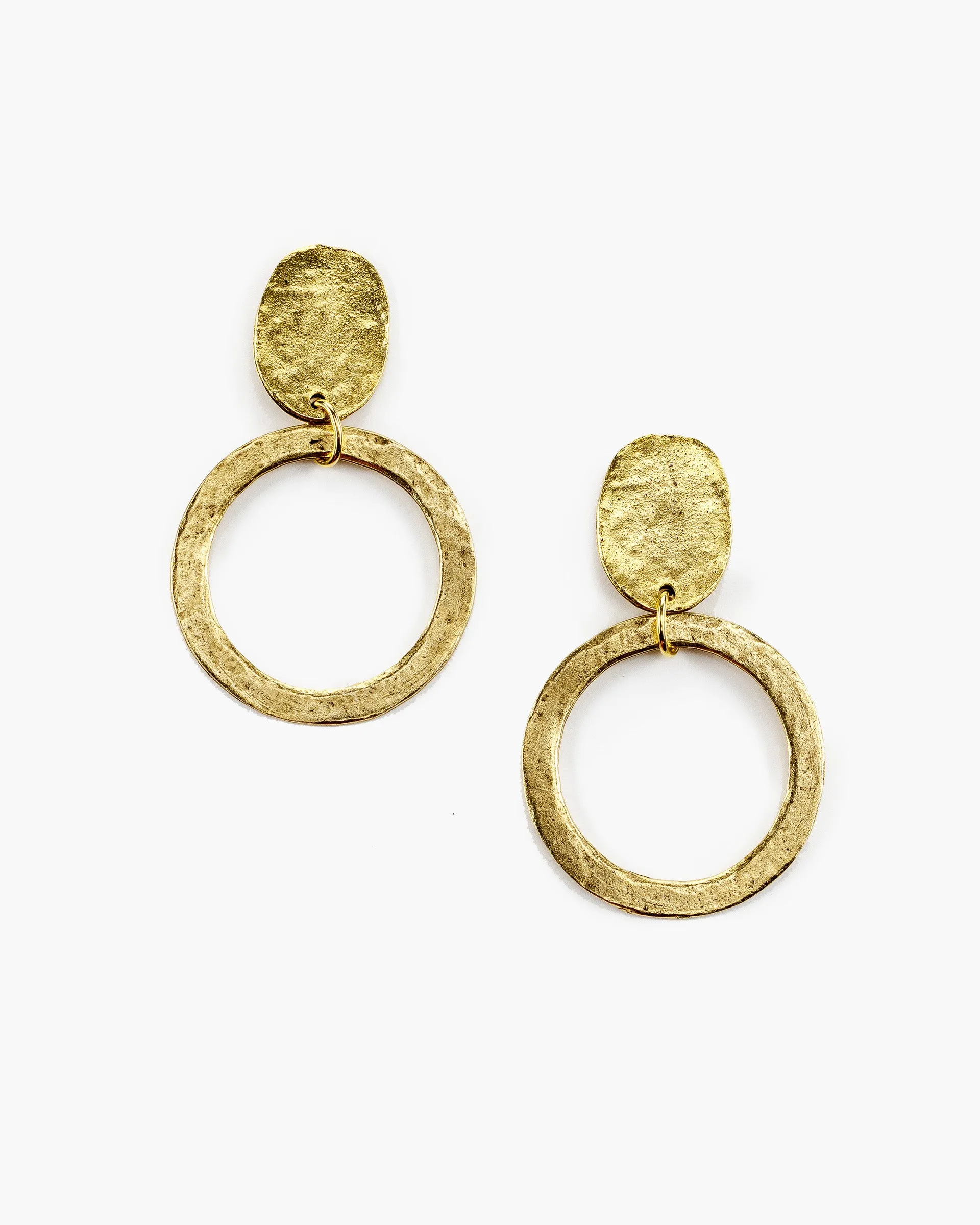 Medium Hammered Circle Post Top Earring (ER497)