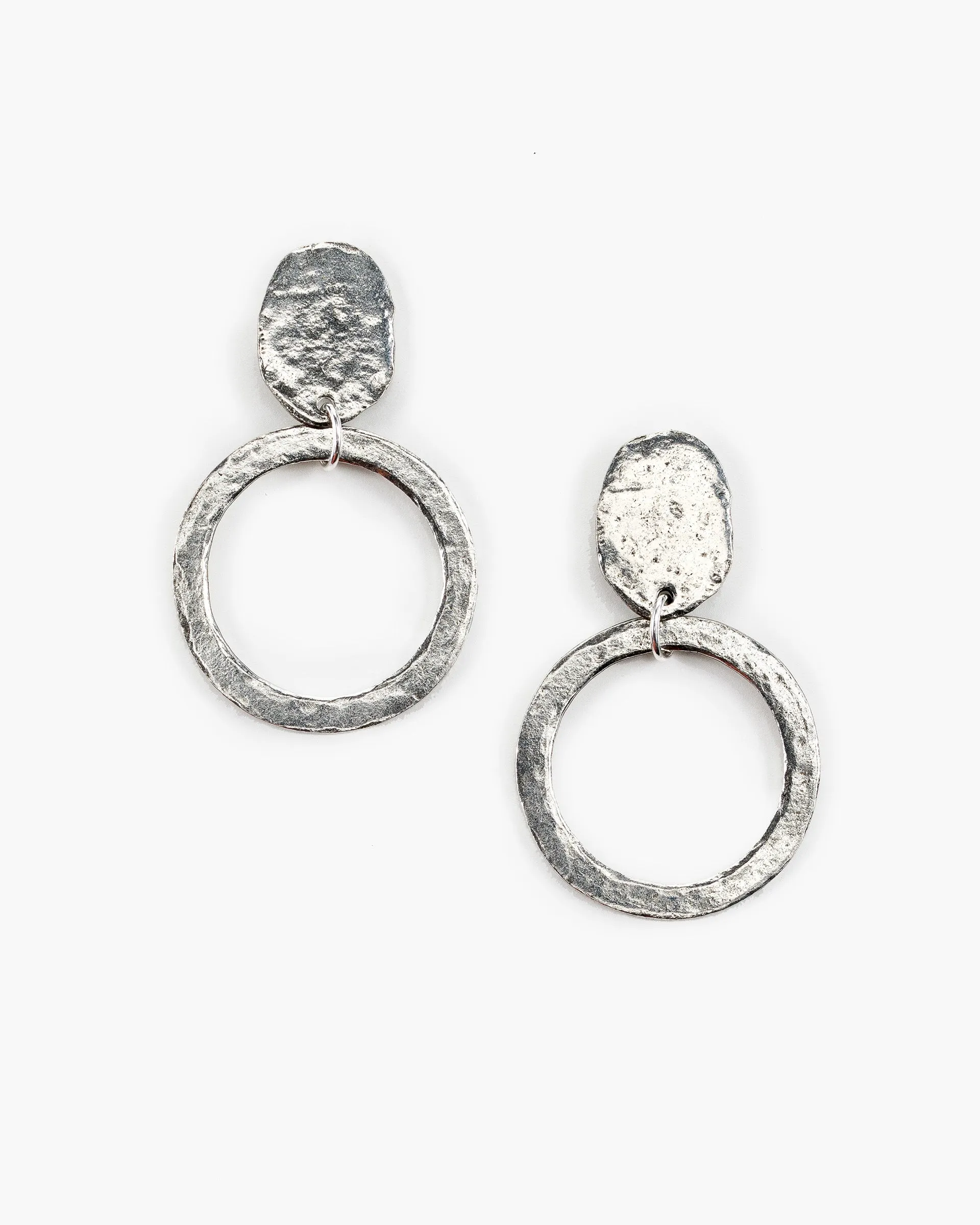 Medium Hammered Circle Post Top Earring (ER497)