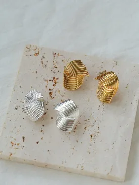 Metallic Striped Texture Twisted Earrings