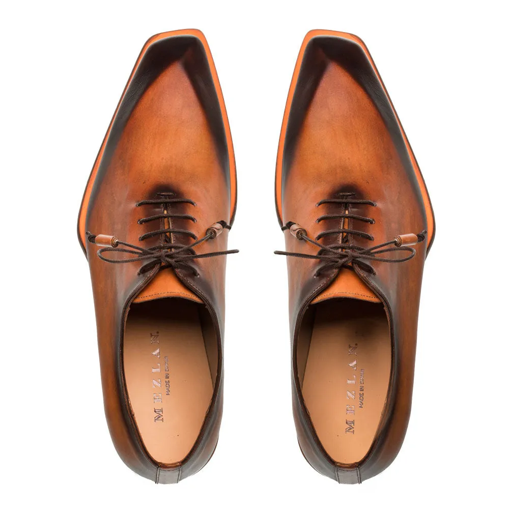 Mezlan Asymmetrical Lace-Up Oxford Cognac