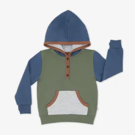 Moss Colorblock Henley Hoodie