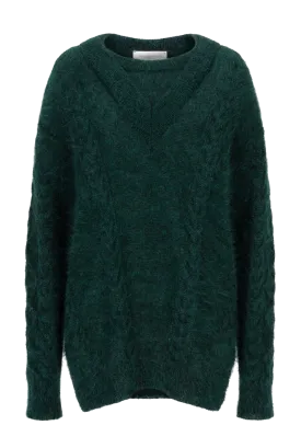 Oversized Cable Knit Sweater | Green