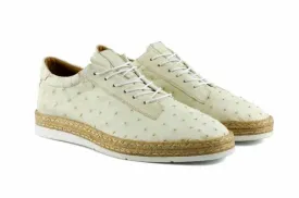 Pelle "Monaco" Ostrich Lace-Up Shoe Bone