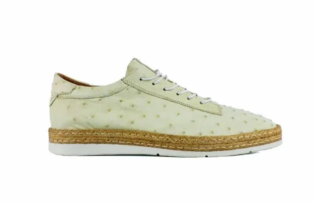 Pelle "Monaco" Ostrich Lace-Up Shoe Bone