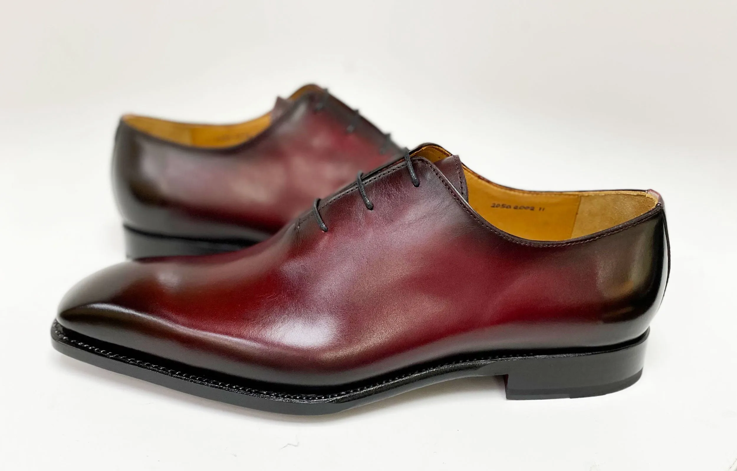 "Jason Sr" Burnished Calfskin Lace-Up Oxford Burgundy