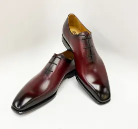 "Jason Sr" Burnished Calfskin Lace-Up Oxford Burgundy