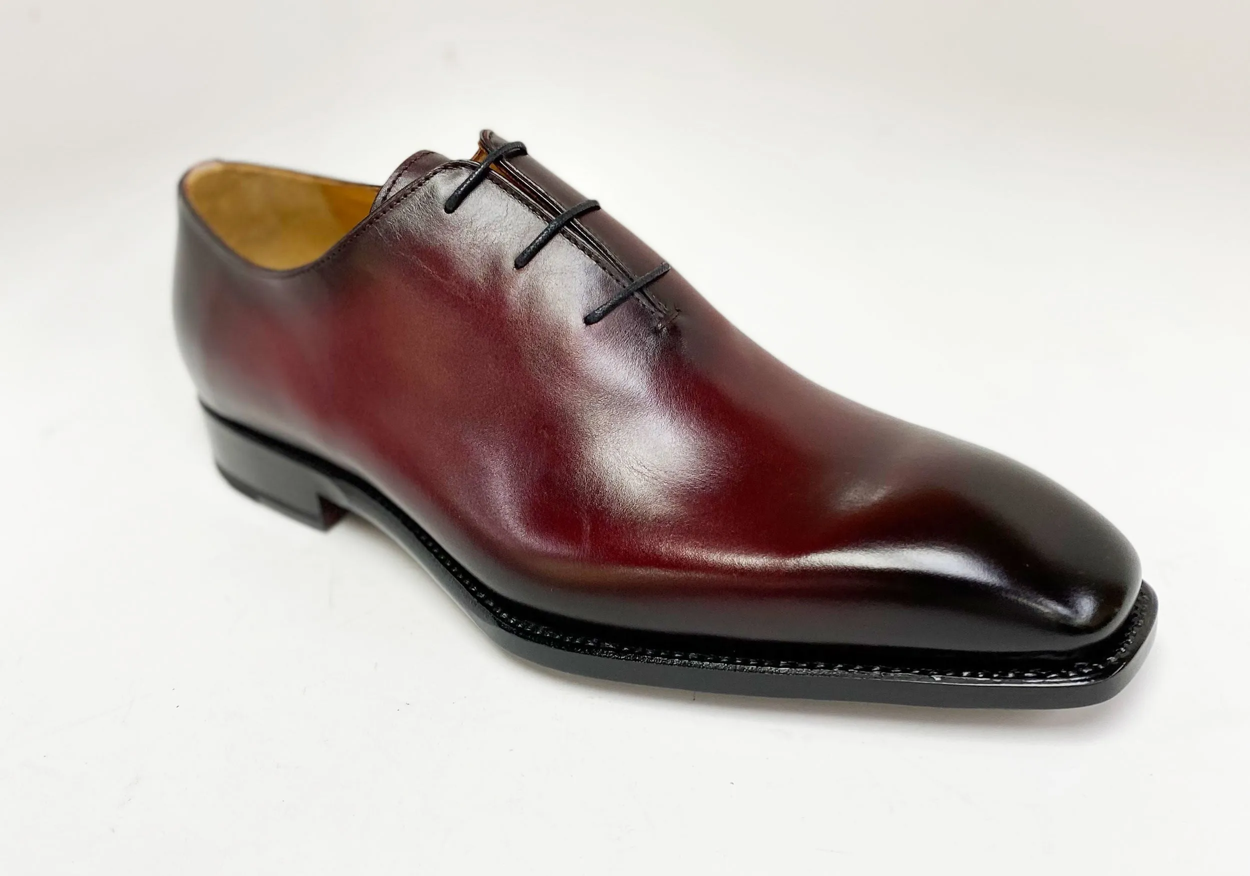 "Jason Sr" Burnished Calfskin Lace-Up Oxford Burgundy