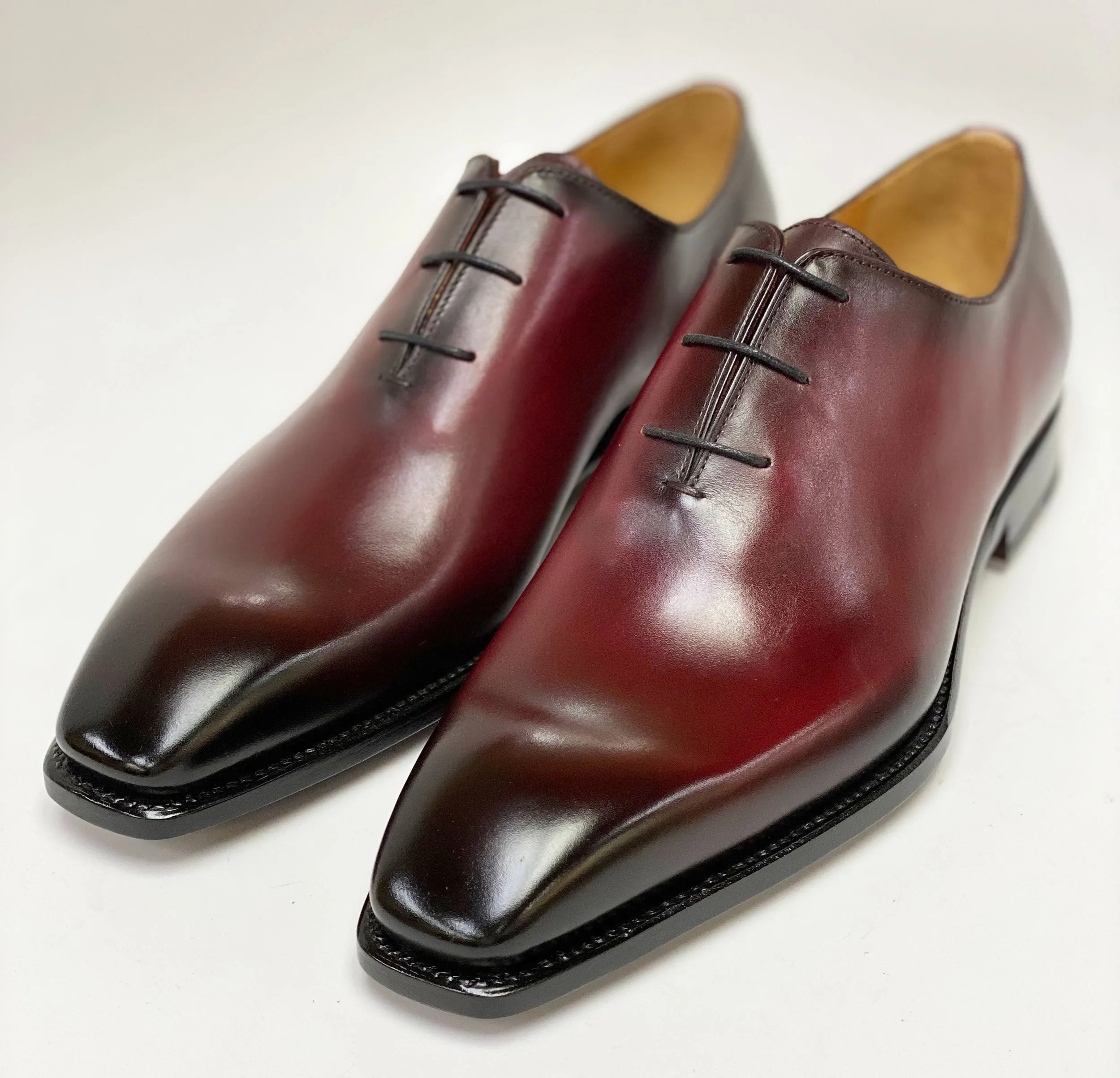 "Jason Sr" Burnished Calfskin Lace-Up Oxford Burgundy