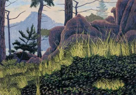 "Point Lobos" - Reduction Woodcut Print on Paper by Gordon Mortensen