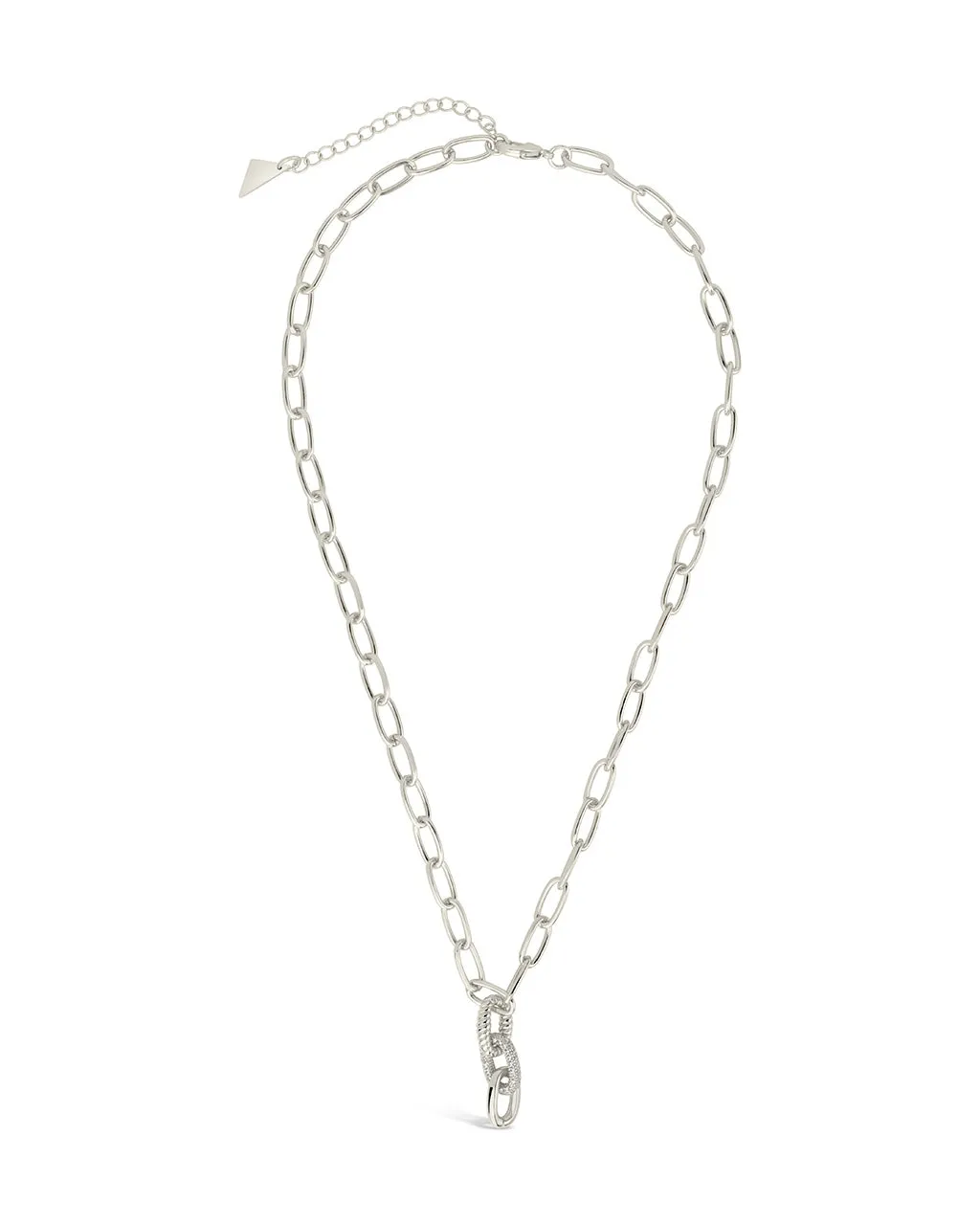 Sonya CZ & Textured Chain Link Necklace